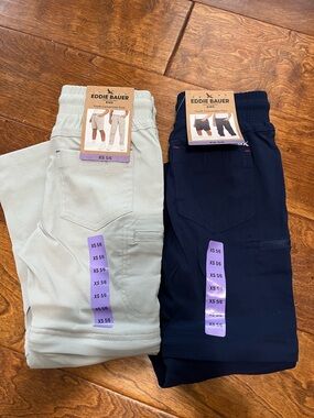 NWT 2 Pairs  Boys Eddie Bauer Kids Pull-On Zip Off into Shorts Pants